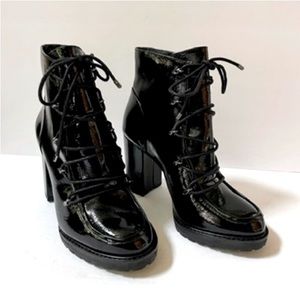 NEW Gianni Bini Chunky Black Patent Combat Boots Size 8